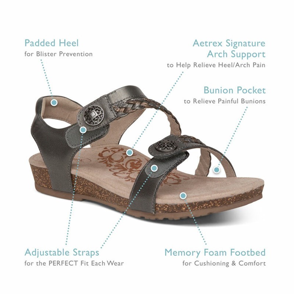 Women's Adjustable Strap Sandals - Shock Absorbing - Silverts